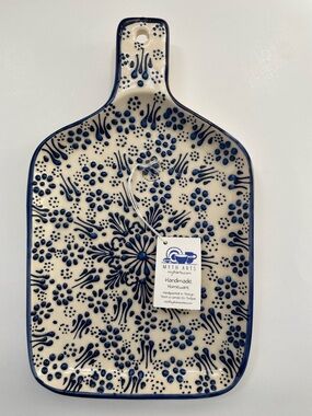 Handmade Turkish Ceramic Trivet /
Wall Hanging Blue White Floral
Pattern NEW